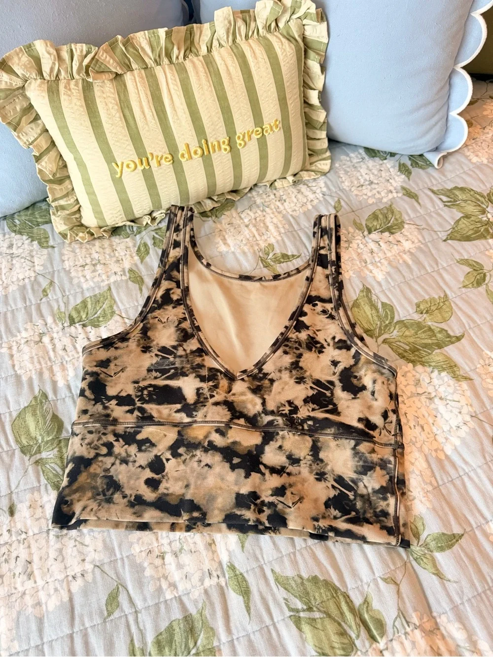 lululemon athletica Tie-Dye Cropped Tank Top - Black & Beige